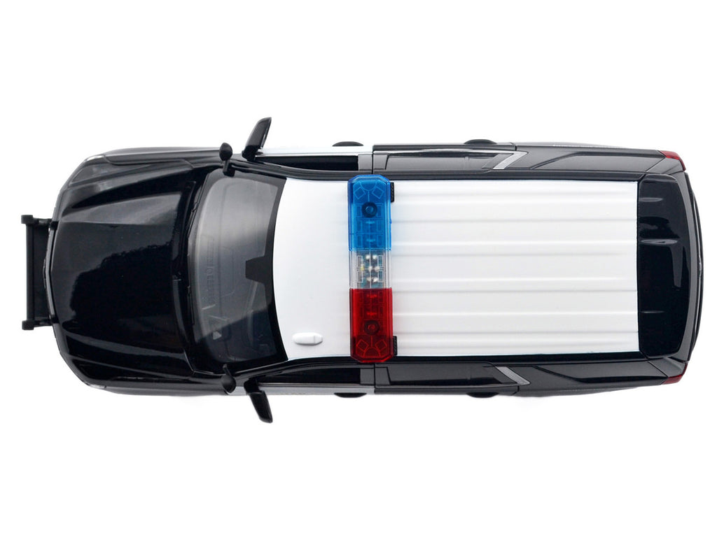 2025 Chevrolet Tahoe PPV "CHP (California Highway Patrol)" Black and White with Flashing Light Bar and Front and Rear Lights and Sounds 1/24 Diecast Model Car by Motormax-0