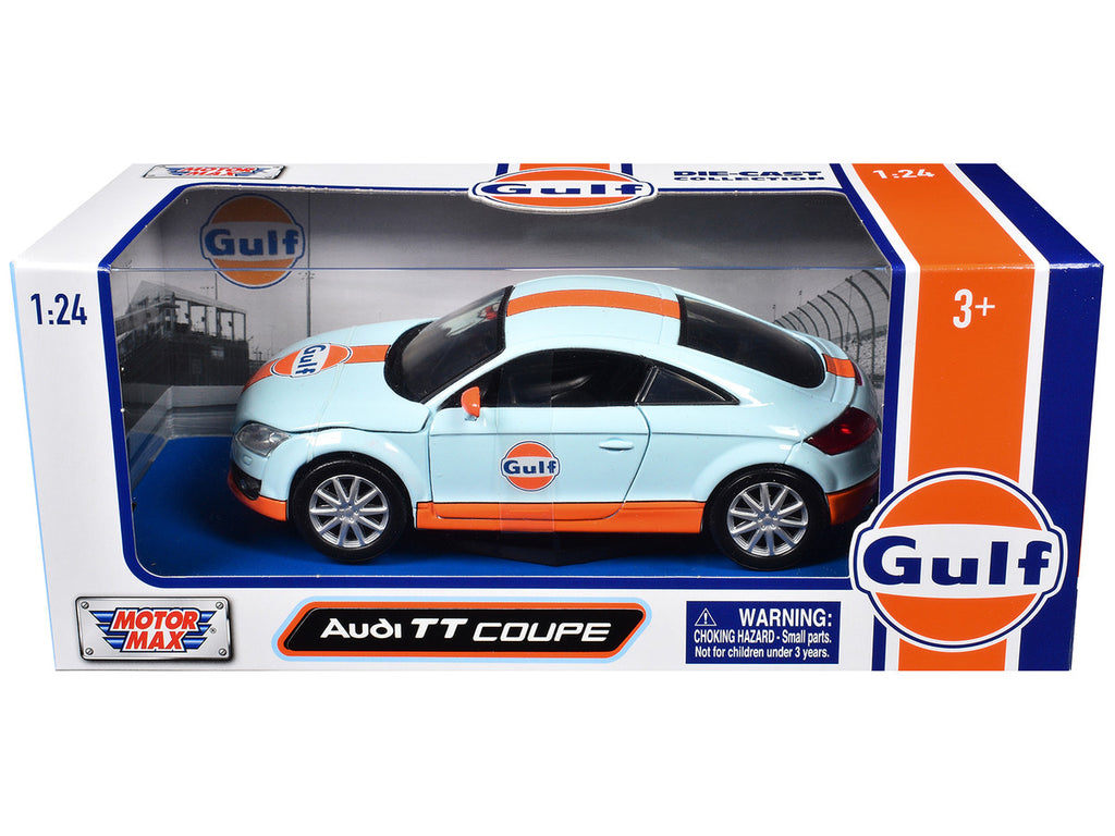 Audi TT Coupe "Gulf Oil" Light Blue with Orange Stripes "Gulf Die-Cast Collection" 1/24 Diecast Model Car by Motormax-2