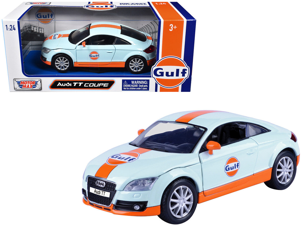 Audi TT Coupe "Gulf Oil" Light Blue with Orange Stripes "Gulf Die-Cast Collection" 1/24 Diecast Model Car by Motormax-0