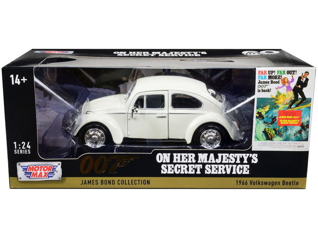 1966 Volkswagen Beetle White James Bond 007 "On Her Majesty's Secret Service" (1969) Movie "James Bond Collection" Series 1/24 Diecast Model Car by Motormax-2