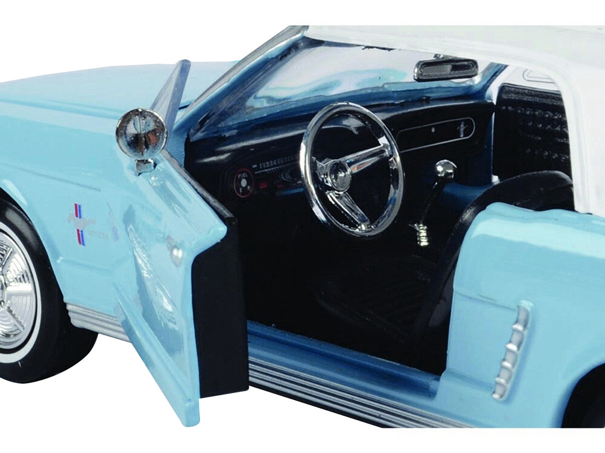 1964 1/2 Ford Mustang Light Blue with White Top James Bond 007 "Thunderball" (1965) Movie "James Bond Collection" Series 1/24 Diecast Model Car by Motormax-1