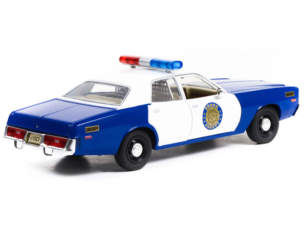 1975 Plymouth Fury "Osage County Sheriff" Blue and White 1/24 Diecast Model Car by Greenlight-1