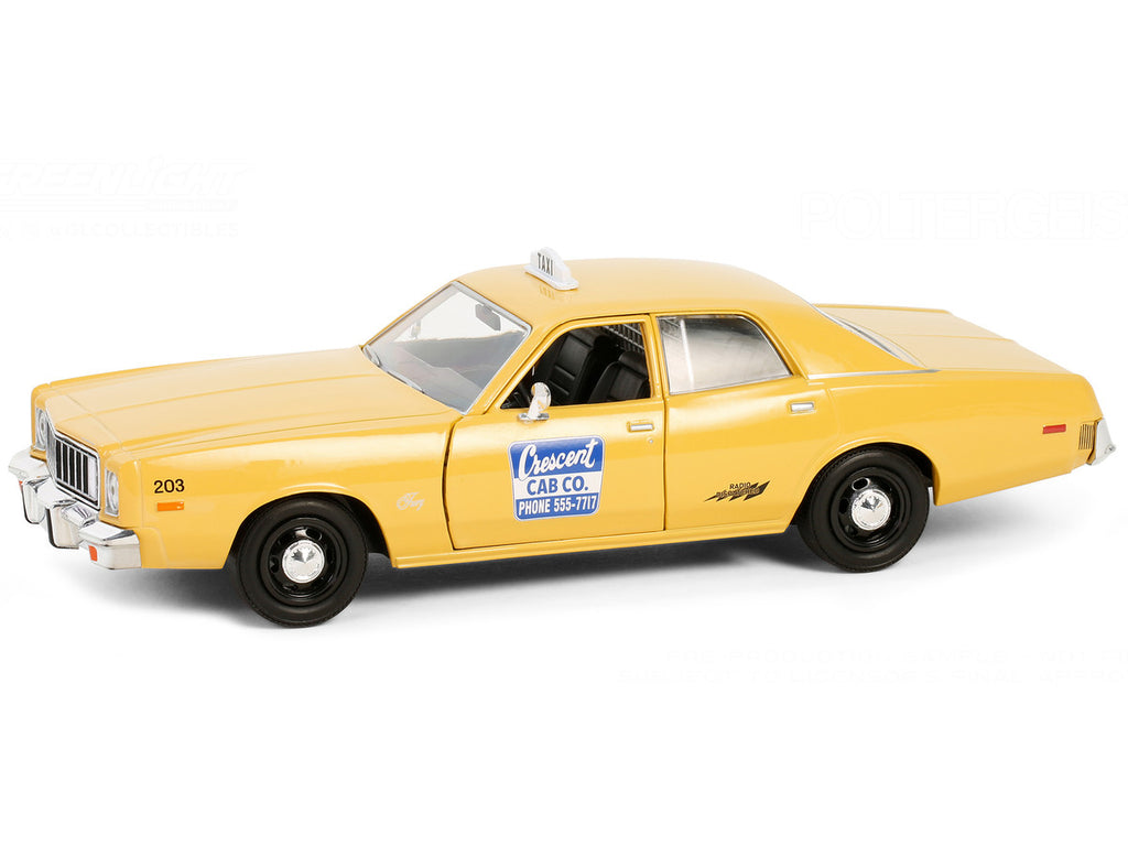 1975 Plymouth Fury Taxi "Crescent Cab Co." Yellow "Poltergeist" (1982) Movie "Hollywood" Series 20 1/24 Diecast Model Car by Greenlight-1