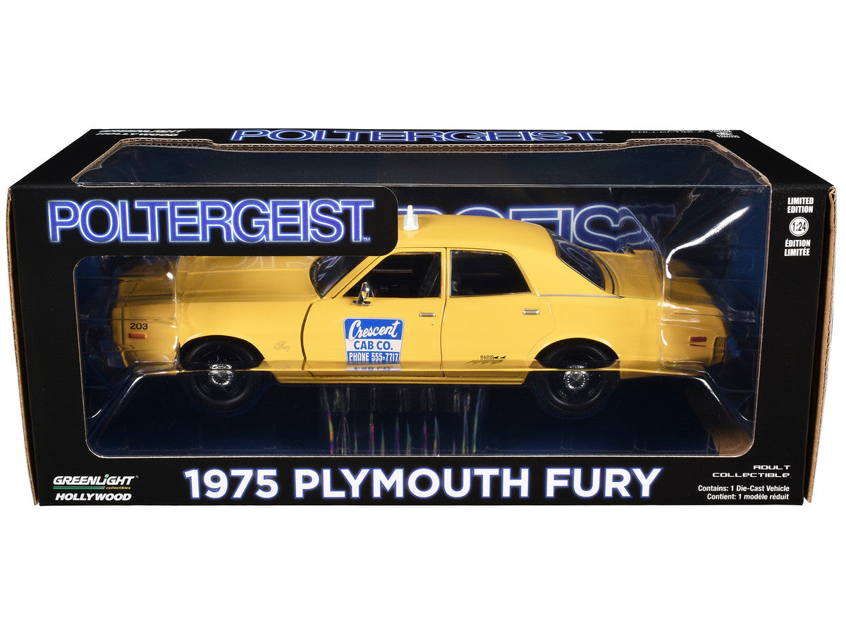 1975 Plymouth Fury Taxi "Crescent Cab Co." Yellow "Poltergeist" (1982) Movie "Hollywood" Series 20 1/24 Diecast Model Car by Greenlight-2