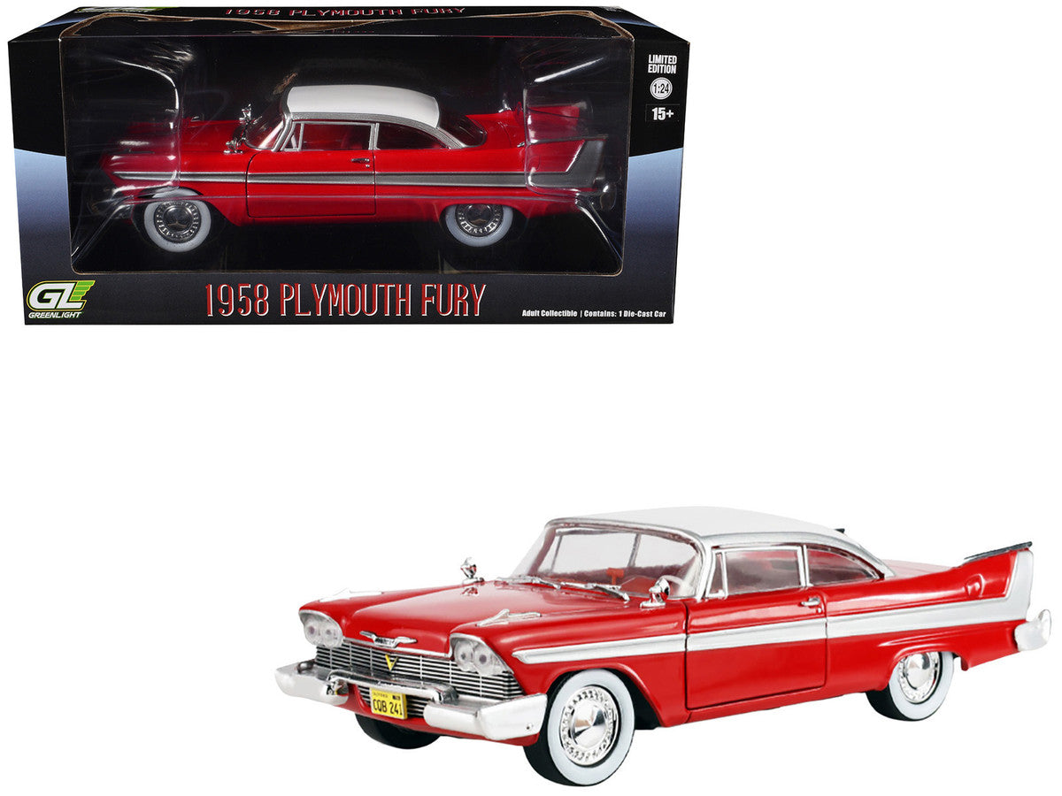 1958 Plymouth Fury Red with White Top and Red Interior "Hollywood Greatest Hits" Series 1/24 Diecast Model Car by Greenlight-2