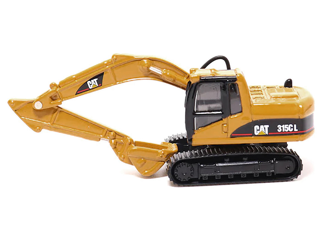 CAT Caterpillar CT660 Day Cab Tractor Blue Metallic with Lowboy Trailer and CAT 315C L Hydraulic Excavator Yellow 1/87 (HO) Diecast Model by Diecast Masters-4