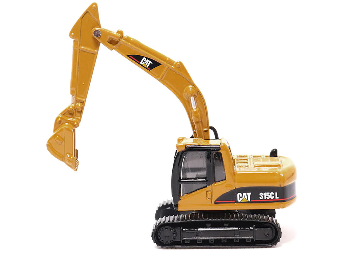 CAT Caterpillar CT660 Day Cab Tractor Blue Metallic with Lowboy Trailer and CAT 315C L Hydraulic Excavator Yellow 1/87 (HO) Diecast Model by Diecast Masters-3