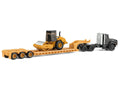 Kenworth T880 Tractor Black with Lowboy Trailer and CAT Roller Yellow 1/87 (HO) Diecast Model by Diecast Masters-0