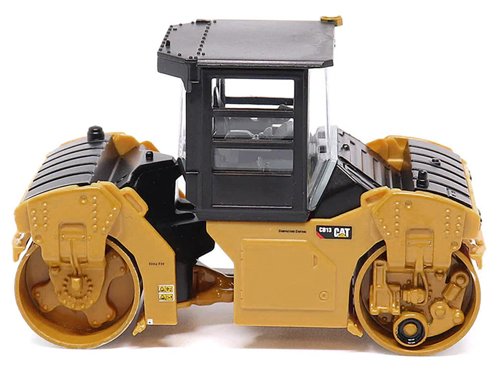 CAT Caterpillar CB-13 Tandem Vibratory Roller with Cab Yellow and Black 1/64 Diecast Model by Diecast Masters-2