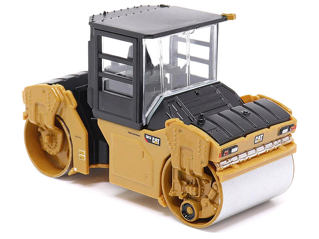 CAT Caterpillar CB-13 Tandem Vibratory Roller with Cab Yellow and Black 1/64 Diecast Model by Diecast Masters-1