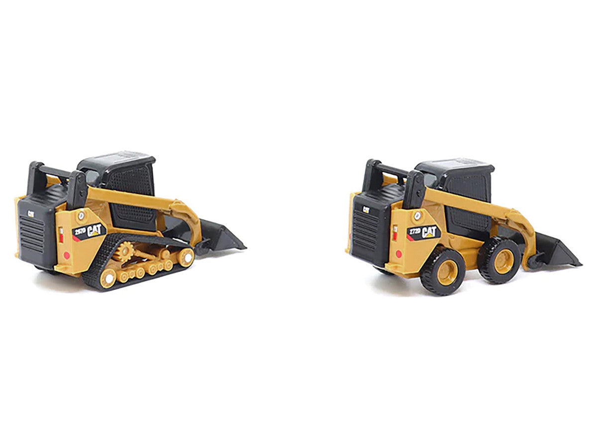 CAT Caterpillar 272D2 Skid Steer Loader Yellow and CAT Caterpillar 297D2 Compact Track Loader Yellow Set of 2 pieces 1/64 Diecast Models by Diecast Masters-2
