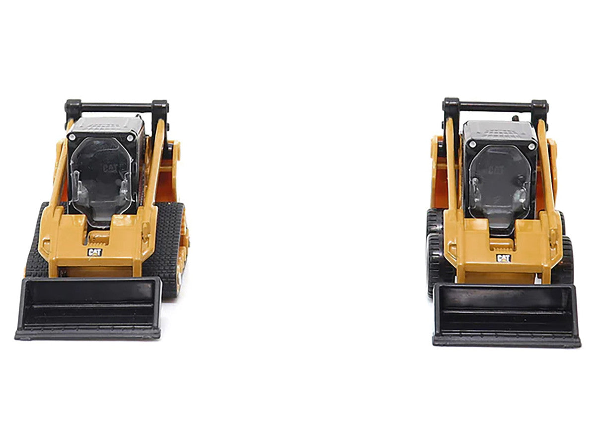 CAT Caterpillar 272D2 Skid Steer Loader Yellow and CAT Caterpillar 297D2 Compact Track Loader Yellow Set of 2 pieces 1/64 Diecast Models by Diecast Masters-4