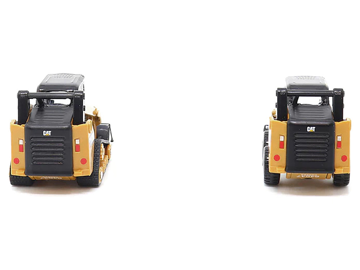 CAT Caterpillar 272D2 Skid Steer Loader Yellow and CAT Caterpillar 297D2 Compact Track Loader Yellow Set of 2 pieces 1/64 Diecast Models by Diecast Masters-3