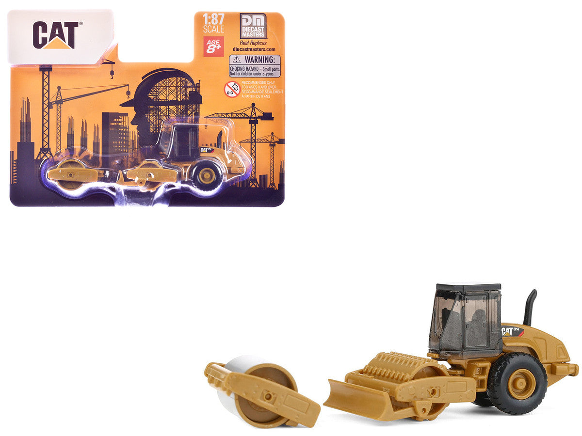 CAT Caterpillar CS56 Roller with Interchangeable Front Attachment Yellow 1/87 (HO) Diecast Model by Diecast Masters-4