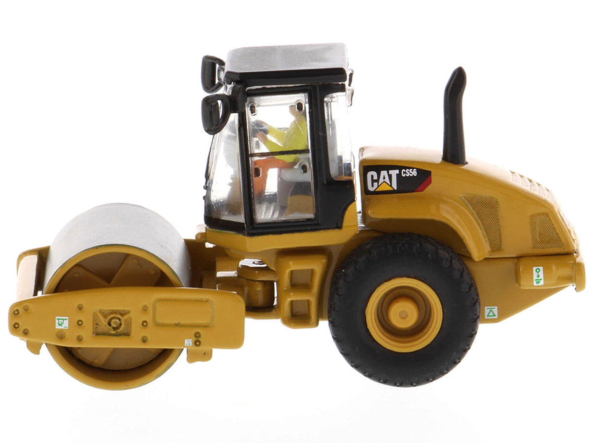 CAT Caterpillar CS56 Smooth Drum Vibratory Soil Compactor with Operator "High Line" Series 1/87 (HO) Scale Diecast Model by Diecast Masters-1