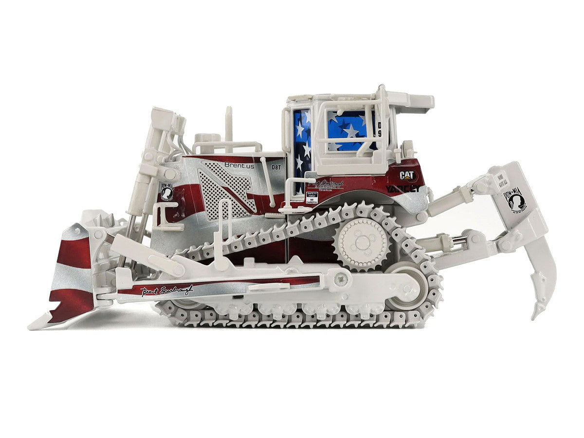 CAT Caterpillar D8T Track Type Tractor with Single Shank Ripper "Brent Scarbrough & Co." Patriotic Livery "High Line" Series 1/50 Diecast Model by Diecast Masters-0