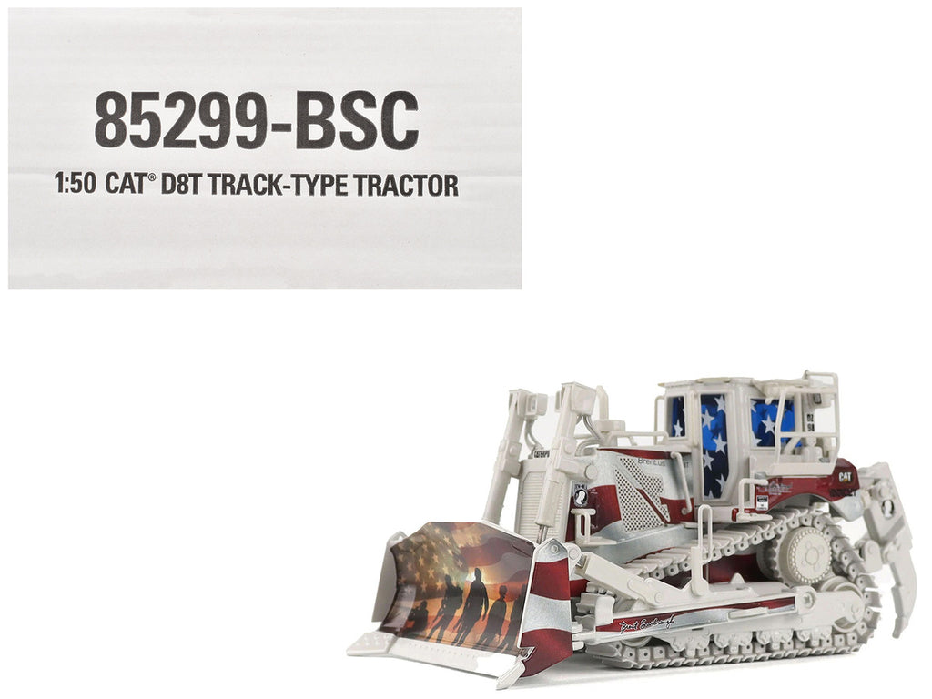 CAT Caterpillar D8T Track Type Tractor with Single Shank Ripper "Brent Scarbrough & Co." Patriotic Livery "High Line" Series 1/50 Diecast Model by Diecast Masters-3