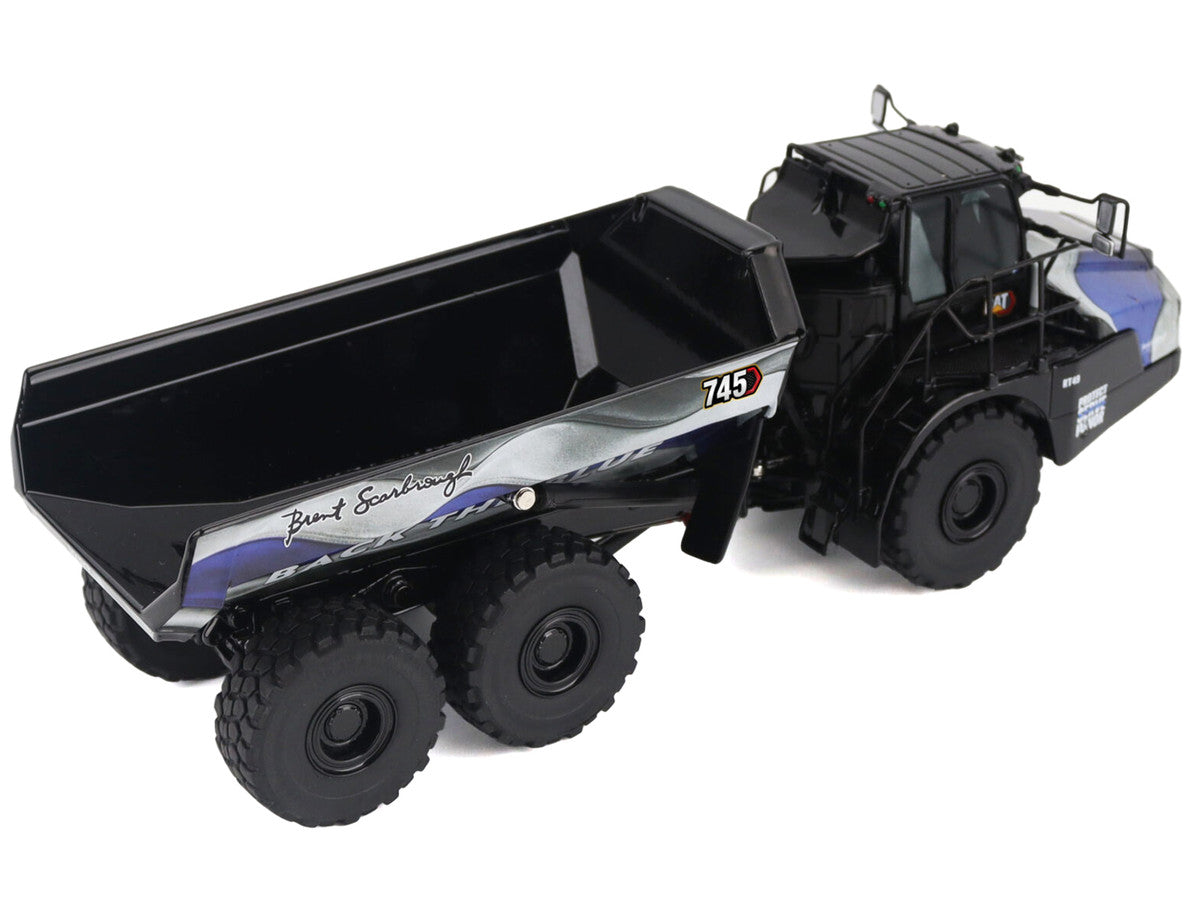 CAT Caterpillar 745 Articulated Dump Truck "Brent Scarbrough & Co. - Back the Blue" Black with Graphics "High Line" Series 1/50 Diecast Model by Diecast Masters-2