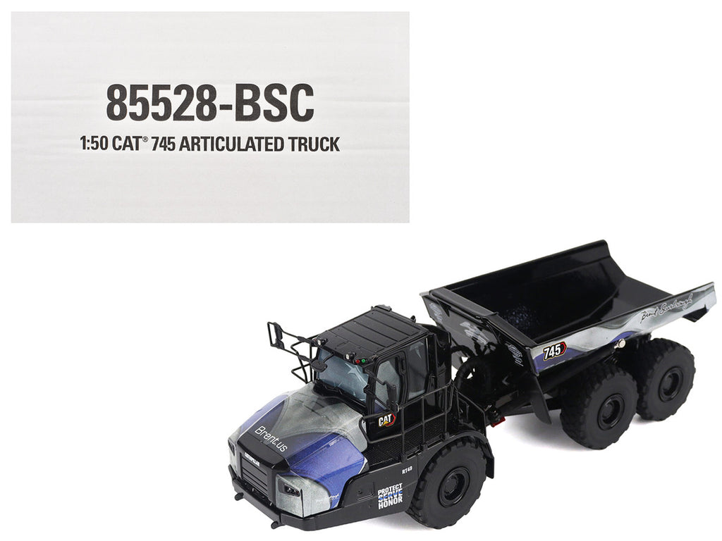 CAT Caterpillar 745 Articulated Dump Truck "Brent Scarbrough & Co. - Back the Blue" Black with Graphics "High Line" Series 1/50 Diecast Model by Diecast Masters-4