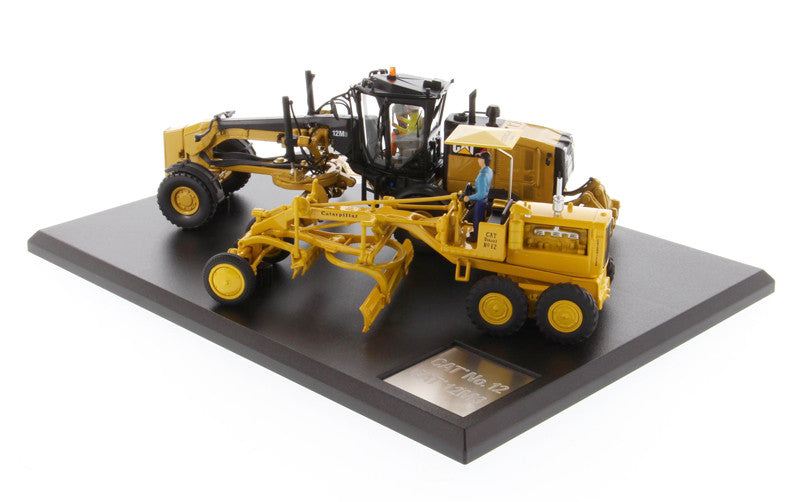Cat Caterpillar No. 12 Motor Grader (Circa 1939-1959) and Cat Caterpillar 12M3 Motor Grader (Current) with Operators "Evolution Series" Set of 2 pieces 1/50 Diecast Models by Diecast Masters-2
