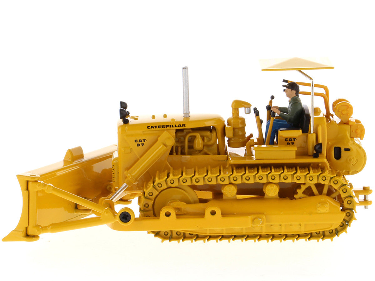 CAT Caterpillar D7C Track-Type Tractor Dozer Yellow with Operator "Vintage Series" 1/50 Diecast Model by Diecast Masters-1