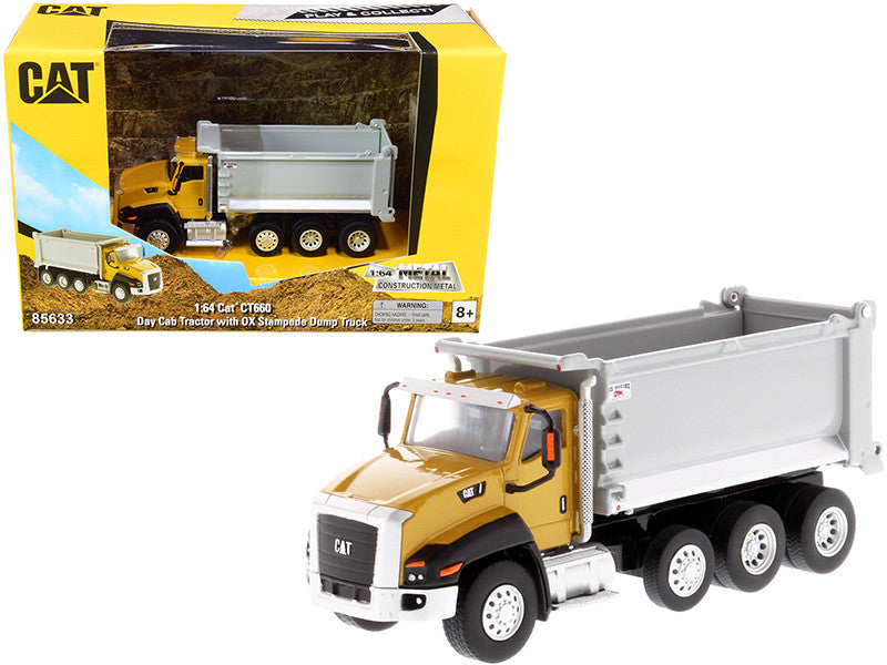 CAT Caterpillar CT660 Day Cab Tractor with OX Stampede Dump Truck "Play & Collect!" Series 1/64 Diecast Model by Diecast Masters-0