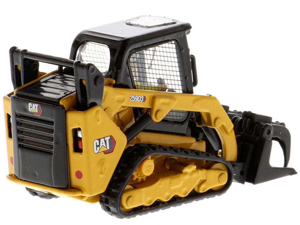 CAT Caterpillar 259D3 Compact Track Loader with Work Tools and Operator Yellow "High Line Series" 1/50 Diecast Model by Diecast Masters-2