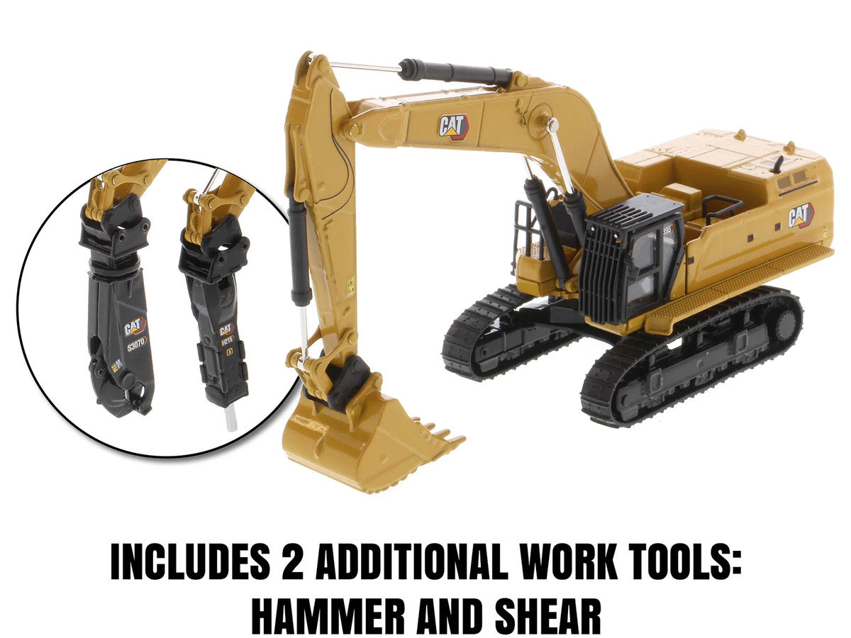 CAT Caterpillar 395 Next-Generation Hydraulic Excavator (General Purpose Version) Yellow with Additional Tools "High Line Series" 1/87 (HO) Diecast Model by Diecast Masters-4