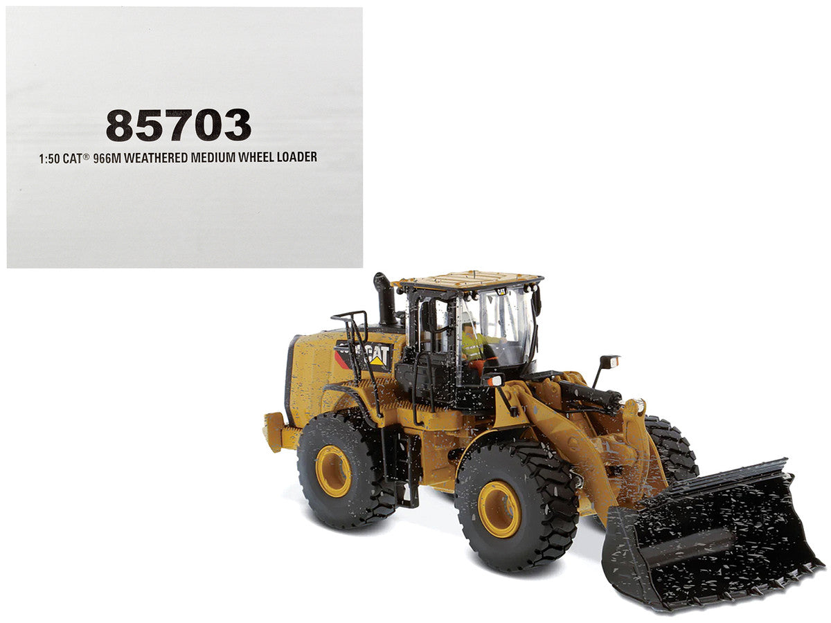 CAT Caterpillar 966M Wheel Loader with Operator (Dirty Version) "Weathered" Series 1/50 Diecast Model by Diecast Masters-0