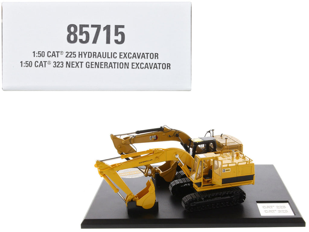 CAT Caterpillar 225 Hydraulic Escavator and CAT Caterpillar 323 Next Generation Hydraulic Escavator Set of 2 pieces "Evolution Series" 1/50 Diecast Models by Diecast Masters-0