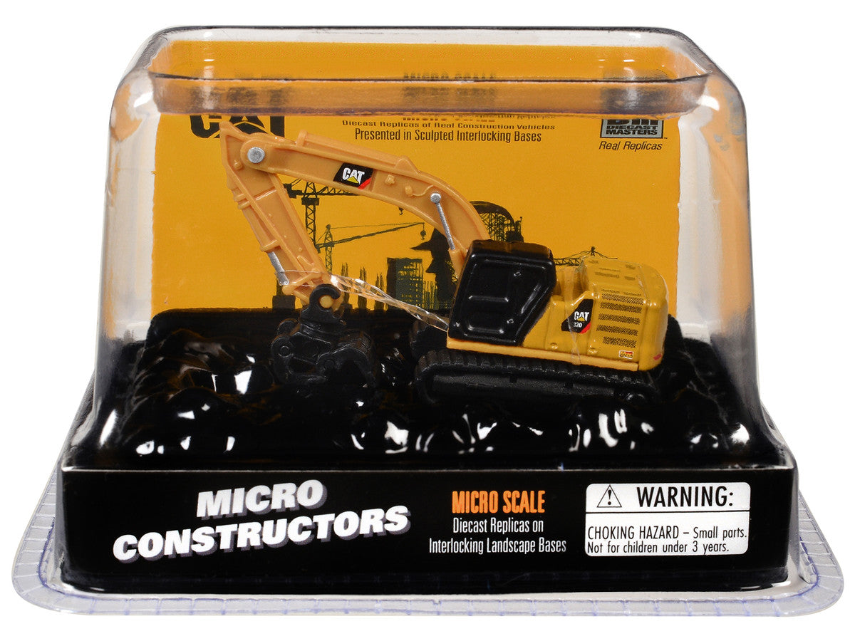 CAT Caterpillar 320 Hydraulic Excavator Grapple Yellow "Micro-Constructor" Series Diecast Model by Diecast Masters-3