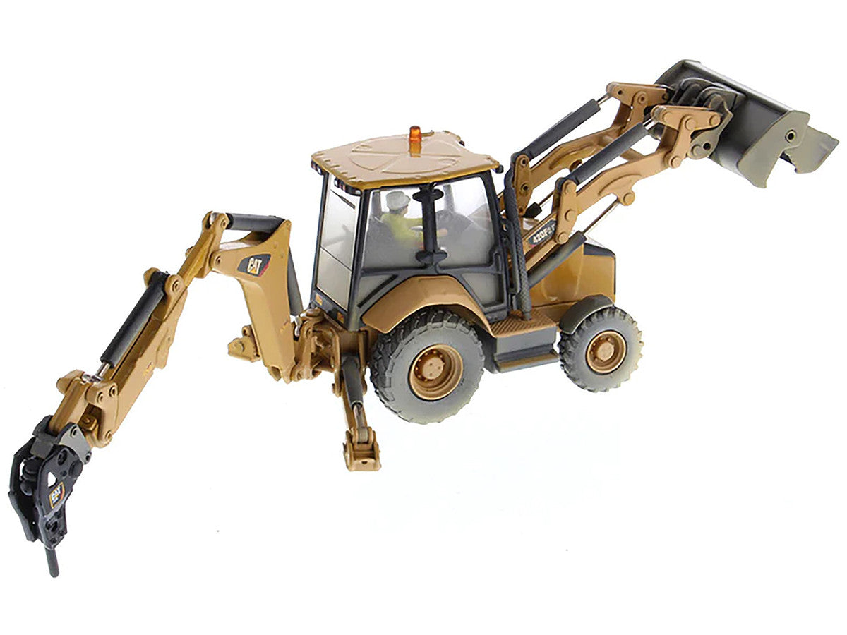 CAT Caterpillar 420F2 IT Backhoe Loader with Operator Yellow "Weathered Series" 1/50 Diecast Model by Diecast Masters-3