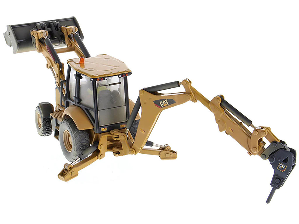 CAT Caterpillar 420F2 IT Backhoe Loader with Operator Yellow "Weathered Series" 1/50 Diecast Model by Diecast Masters-2