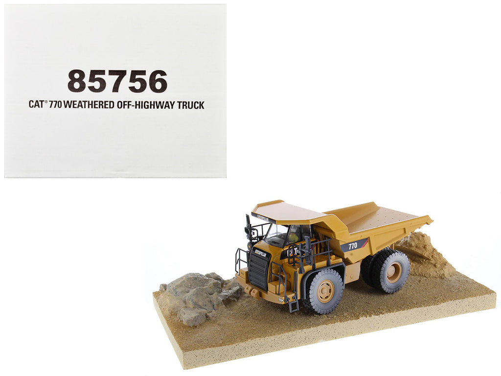 CAT Caterpillar 770 Off-Highway Truck Yellow (Weathered) with Operator "Weathered" Series 1/50 Diecast Model by Diecast Masters-0