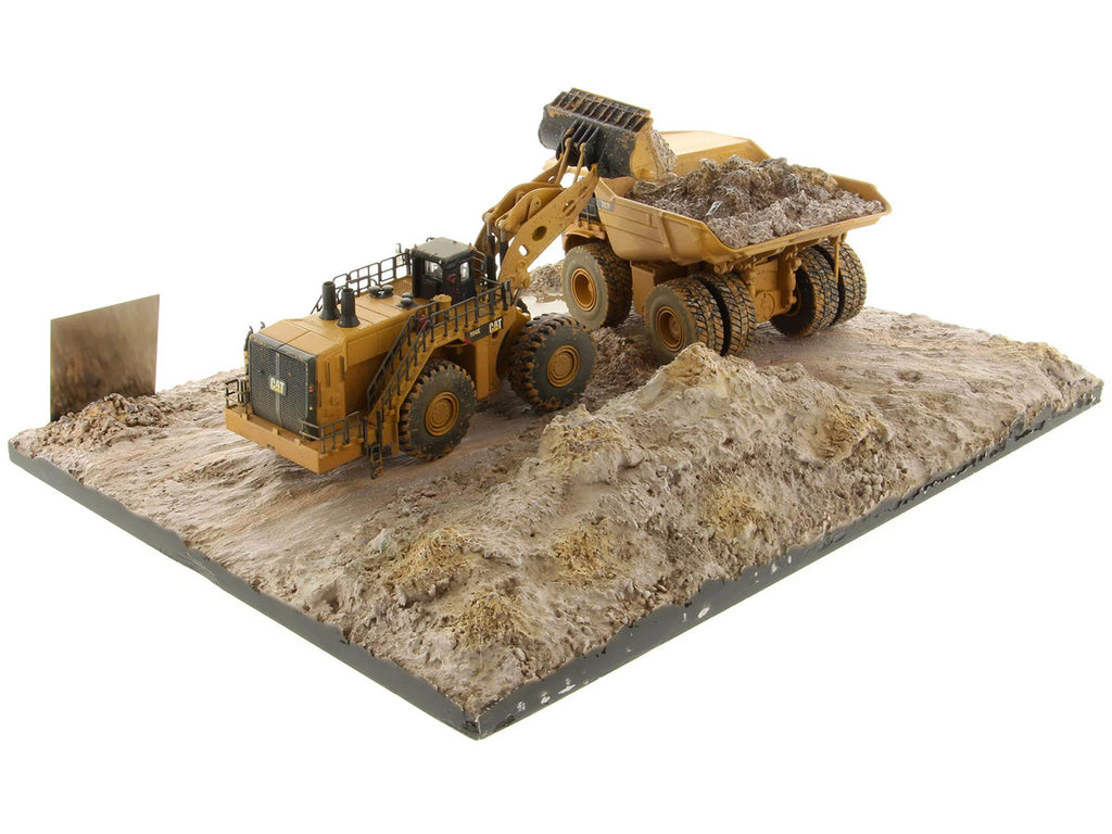 CAT Caterpillar 994K Wheel Loader and 797 Mining Truck Yellow (Weathered) Set of 2 Pieces "Weathered Series" 1/125 Diecast Model by Diecast Masters-3