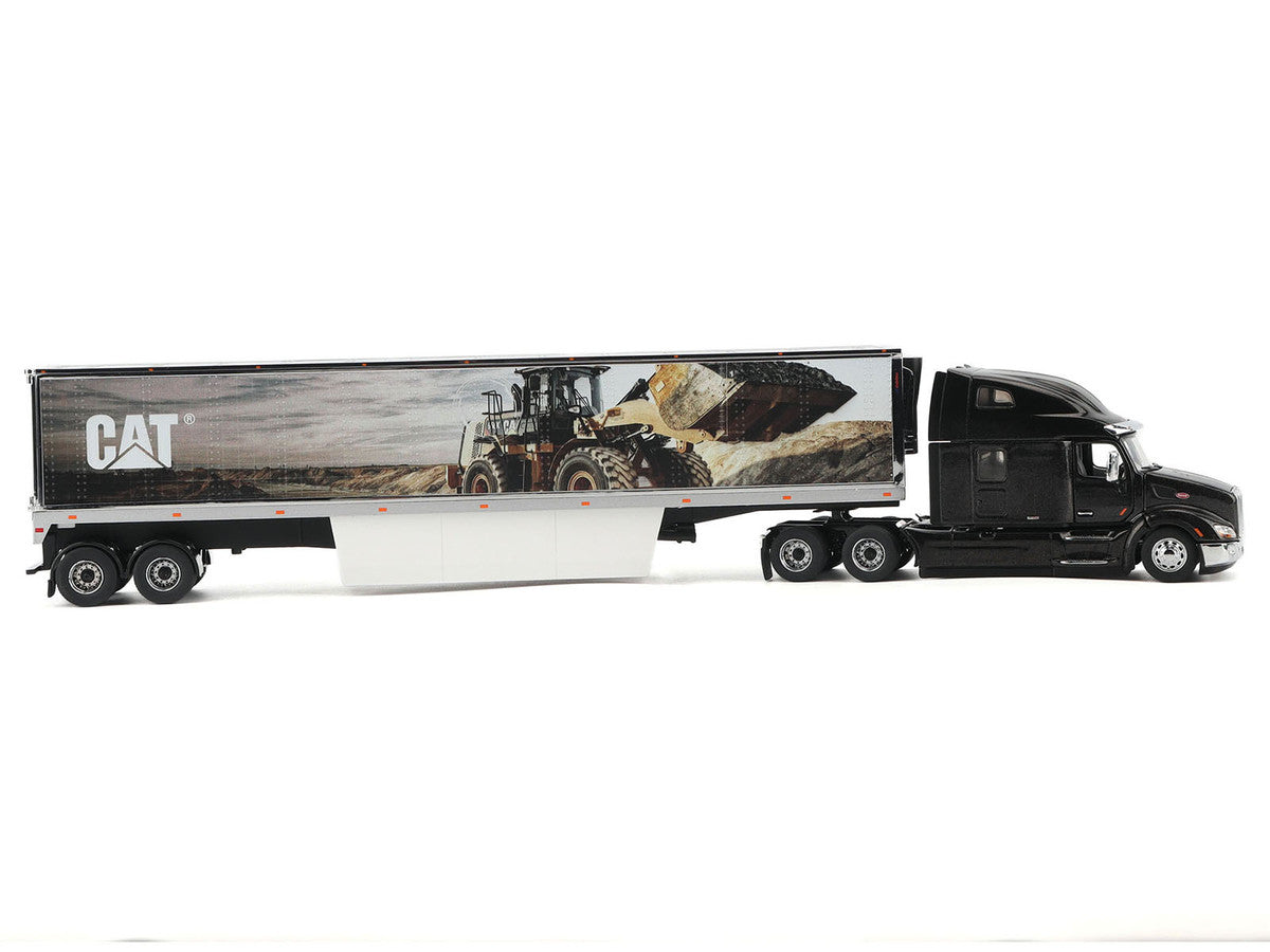 Peterbilt 579 UltraLoft Truck Tractor Black Metallic with "CAT Caterpillar" Mural Trailer "Transport Series" 1/50 Diecast Model by Diecast Masters-2