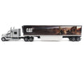 International Lonestar Truck with Sleeper Silver Metallic with "CAT Caterpillar" Mural Trailer "Transport Series" 1/50 Diecast Model by Diecast Masters-0