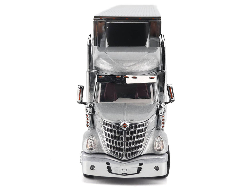International Lonestar Truck with Sleeper Silver Metallic with "CAT Caterpillar" Mural Trailer "Transport Series" 1/50 Diecast Model by Diecast Masters-1