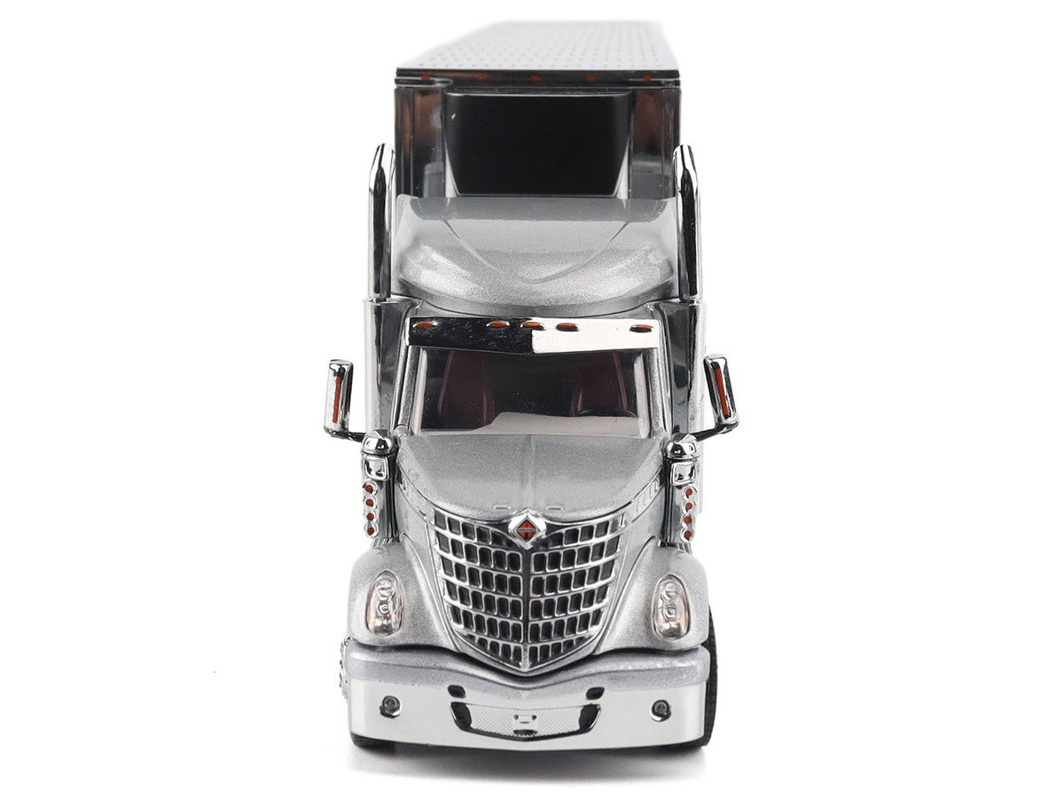 International Lonestar Truck with Sleeper Silver Metallic with "CAT Caterpillar" Mural Trailer "Transport Series" 1/50 Diecast Model by Diecast Masters-1