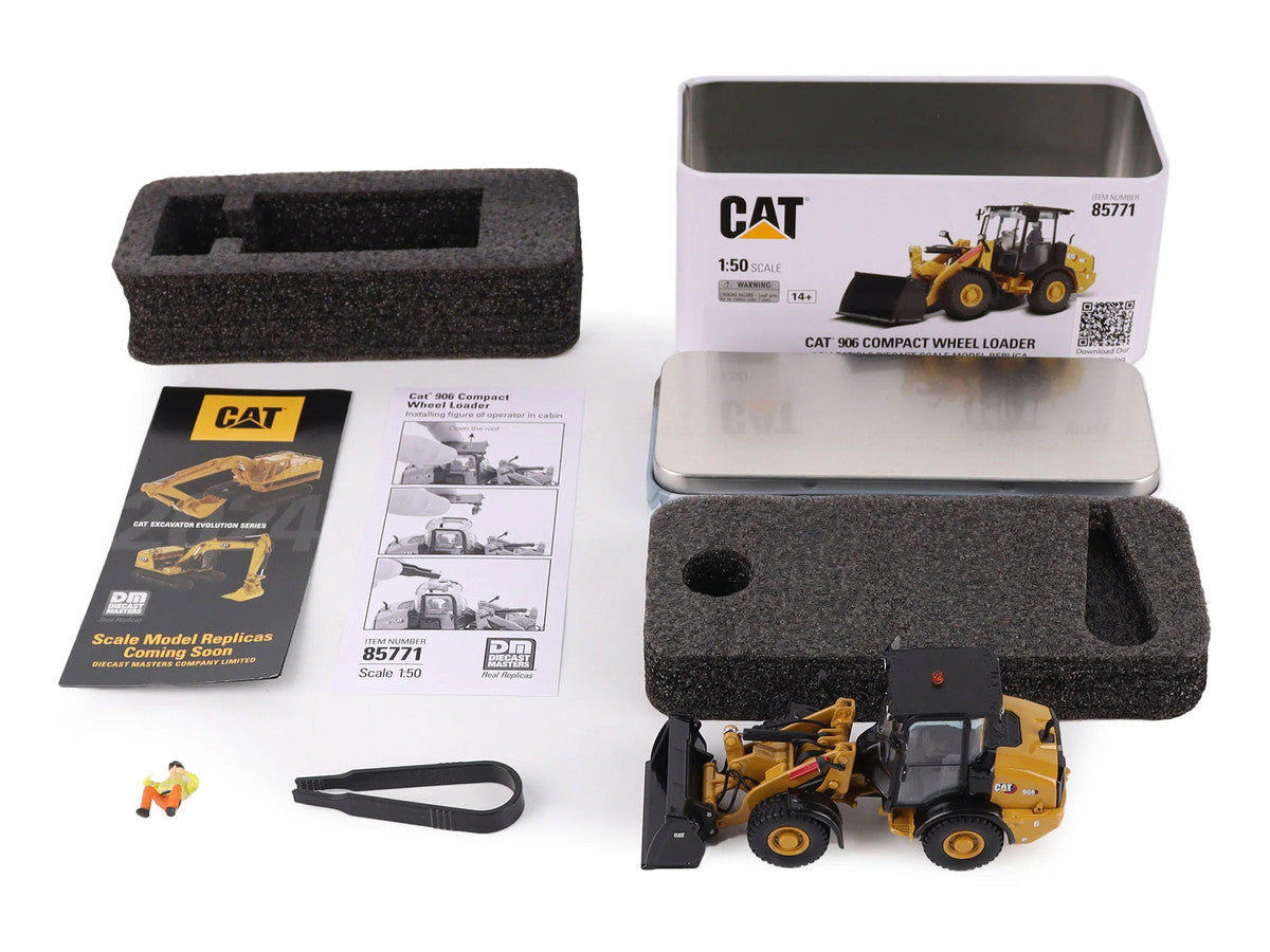 CAT Caterpillar 906 Compact Wheel Loader Yellow with Operator "High Line Series" 1/50 Diecast Model by Diecast Masters-3