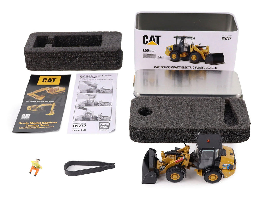 CAT Caterpillar 906 Electric Compact Wheel Loader Yellow with Operator "High Line Series" 1/50 Diecast Model by Diecast Masters-3