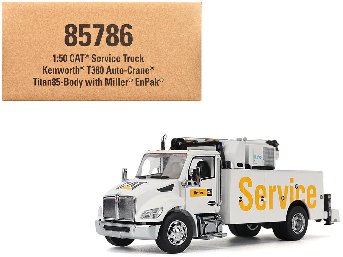 Kenworth T380 Auto-Crane Titan 85 Truck with Miller EnPak White "Transport Series" 1/50 Diecast Model by Diecast Masters-4