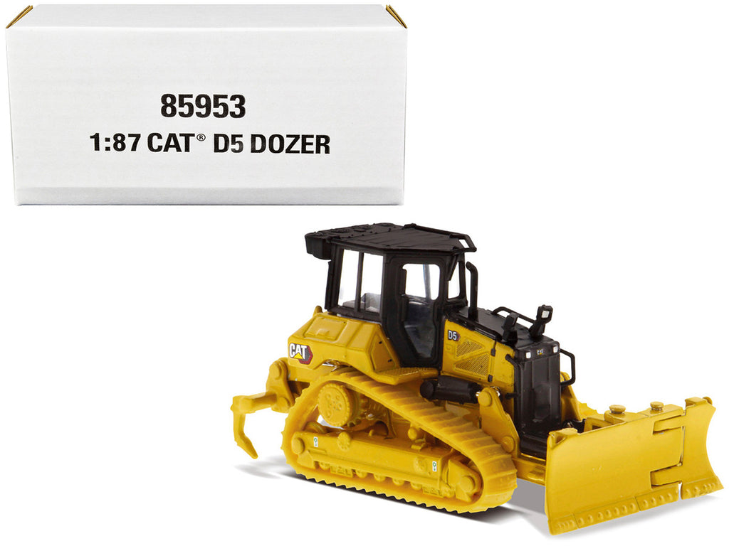 CAT Caterpillar D5 Track-Type Dozer Yellow with Fine Grading Undercarriage and Foldable Blade "High Line Series" 1/87 (HO) Scale Diecast Model by Diecast Masters-0