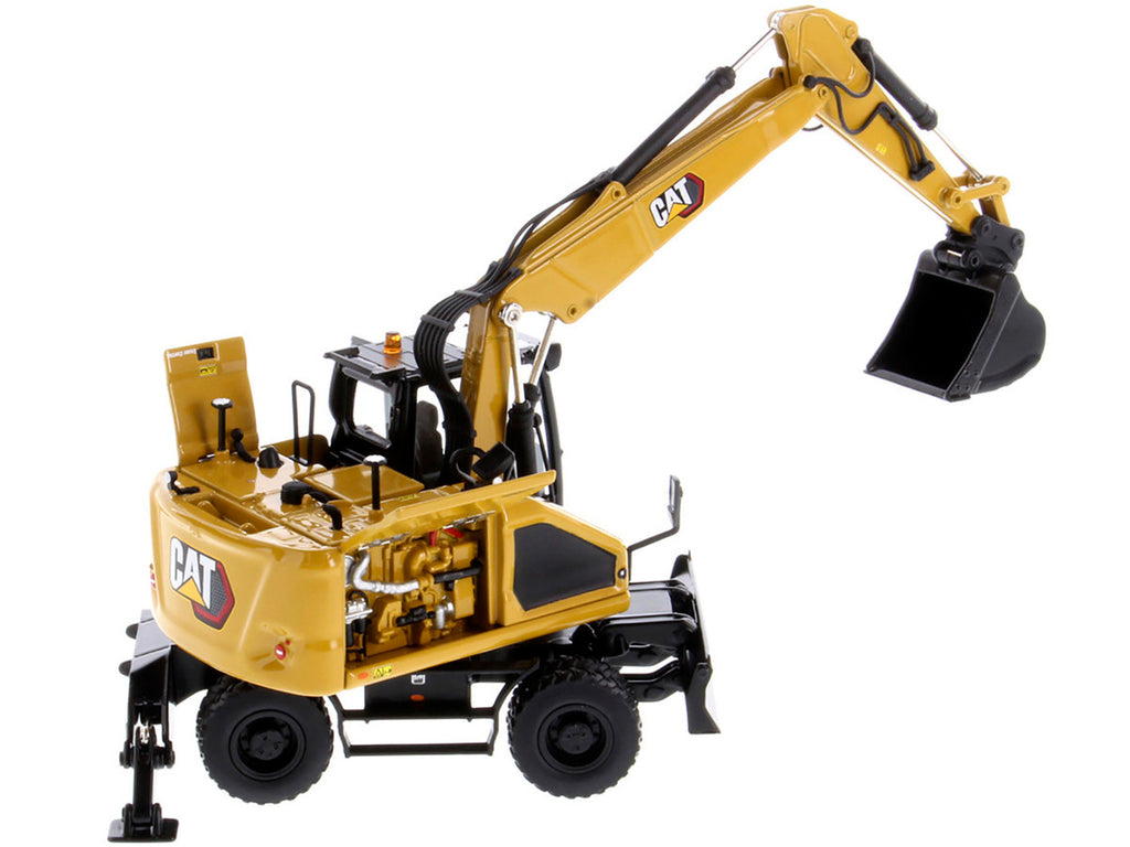 CAT Caterpillar M318 Wheeled Excavator Yellow with Operator "High Line" Series 1/50 Diecast Model by Diecast Masters-2
