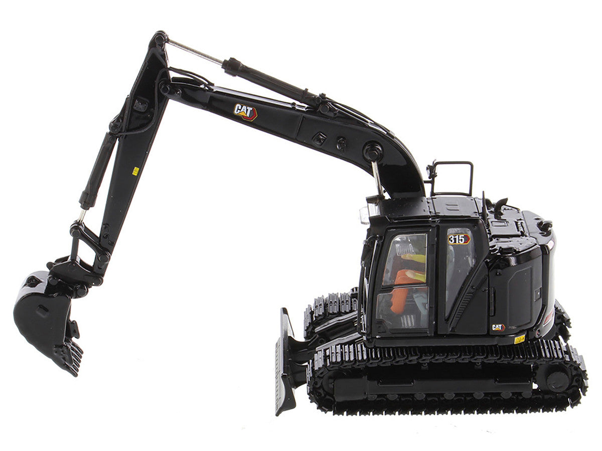 CAT Caterpillar 315 Track Type Hydraulic Excavator Special Black Finish with Operator "High Line" Series 1/50 Diecast Model by Diecast Masters-1