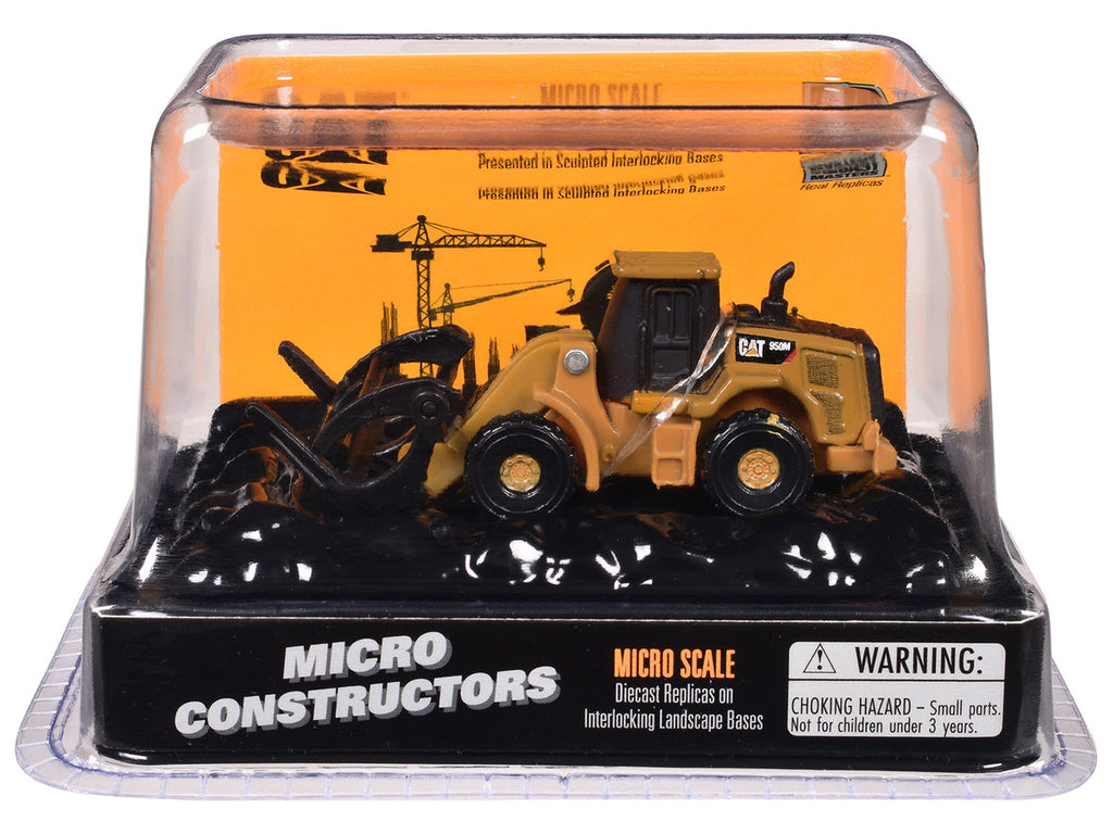 CAT Caterpillar 950M Wheel Loader (Log Fork Version) Yellow "Micro-Constructor" Series Diecast Model by Diecast Masters-4
