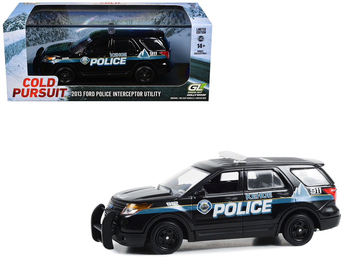 2013 Ford Police Interceptor Utility "Kehoe Police Department Kehoe Colorado" Black with White Stripes "Cold Pursuit" (2019) Movie 1/43 Diecast Model Car by Greenlight-2