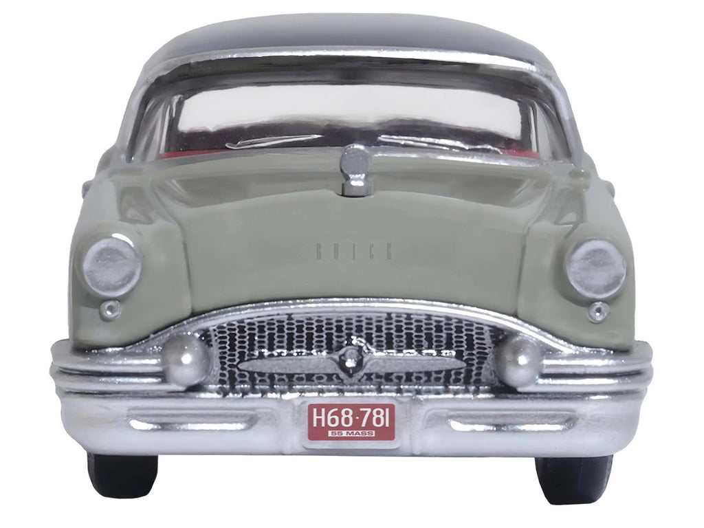 1955 Buick Century Windsor Gray and Dover White with Carlsbad Black Top 1/87 (HO) Scale Diecast Model Car by Oxford Diecast-2
