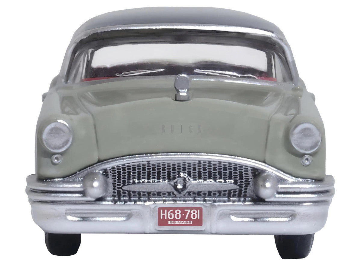 1955 Buick Century Windsor Gray and Dover White with Carlsbad Black Top 1/87 (HO) Scale Diecast Model Car by Oxford Diecast-2