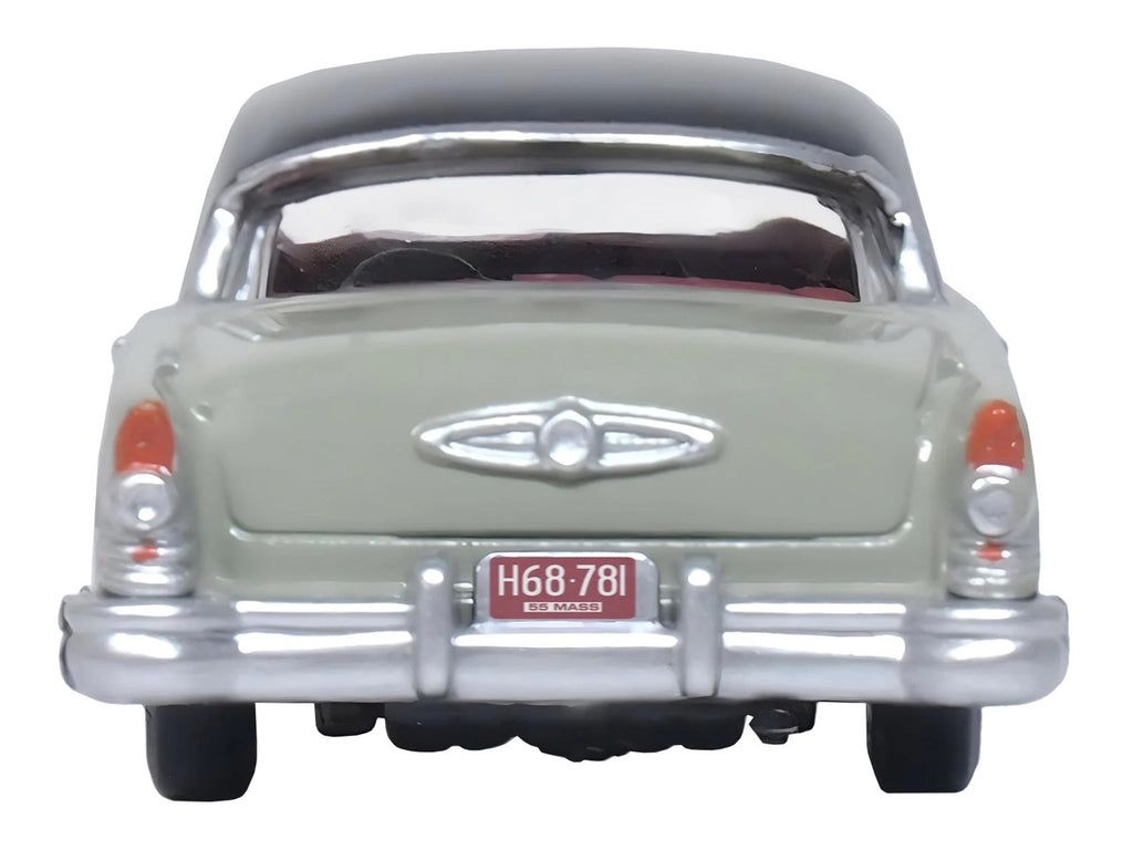 1955 Buick Century Windsor Gray and Dover White with Carlsbad Black Top 1/87 (HO) Scale Diecast Model Car by Oxford Diecast-3